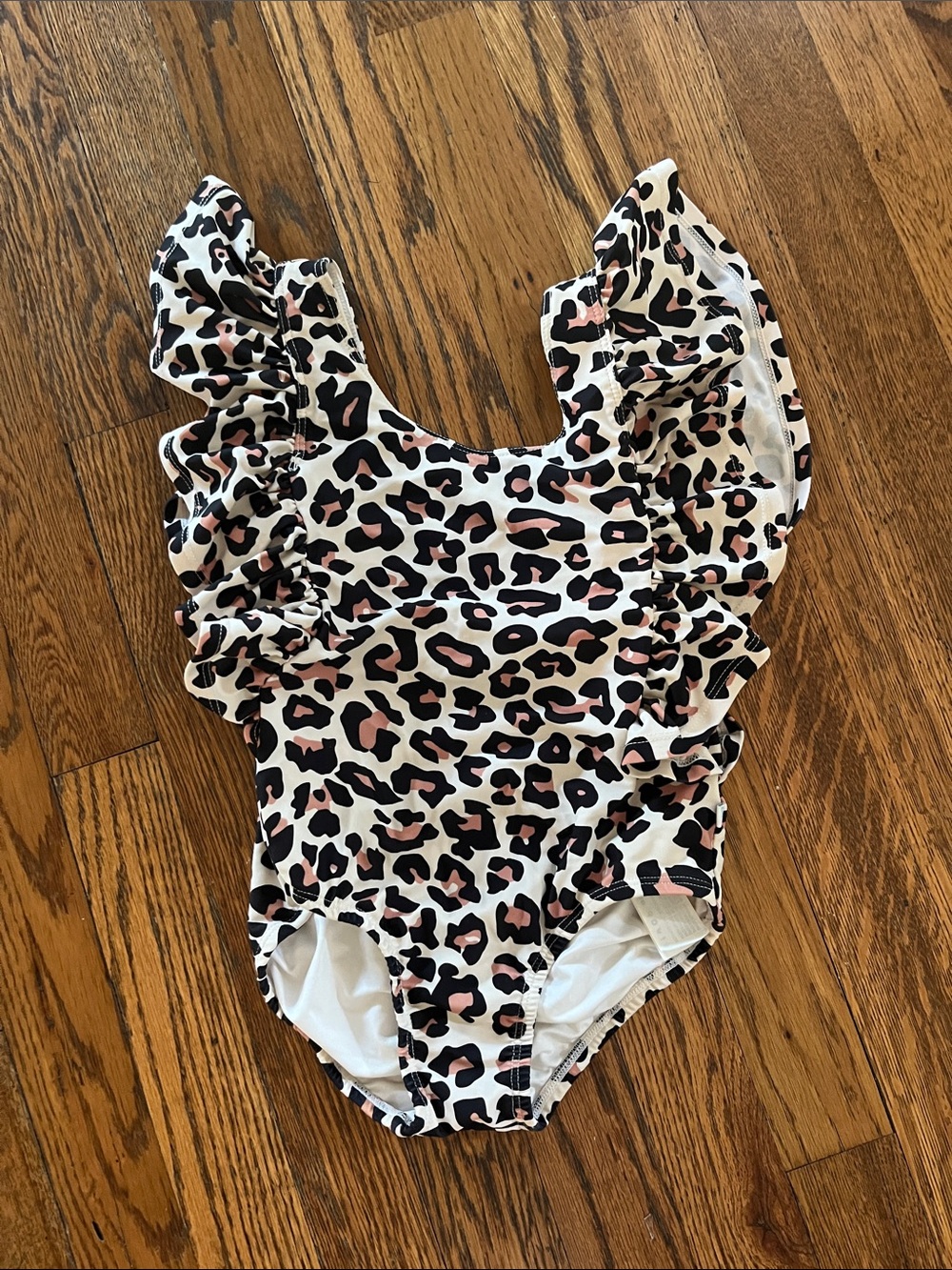 Posh Peanut Pink & Black Leopard Ruffle One-Piece